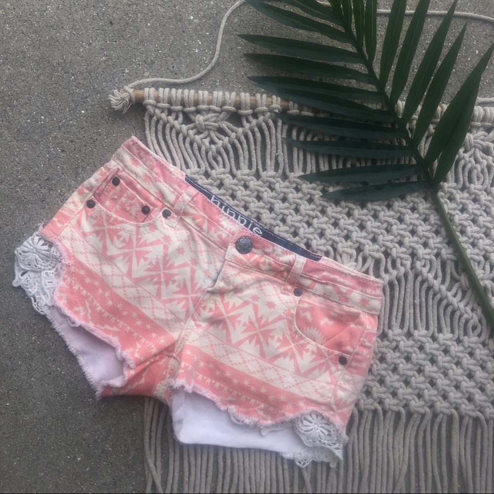 Hippie Laundry Tribal Print Denim Shorts Juniors Size 1